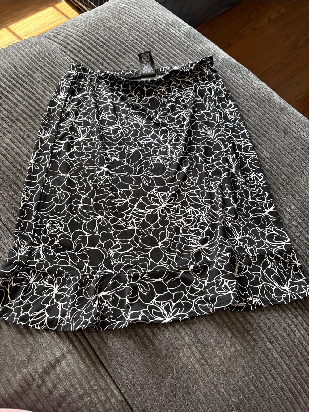 George Black Skirt with White Floral Print A-Line